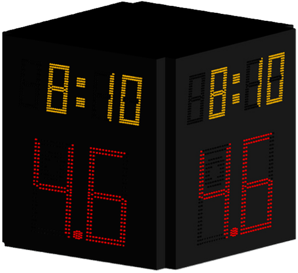 S24-4Y — cube-type four-sided shot clock